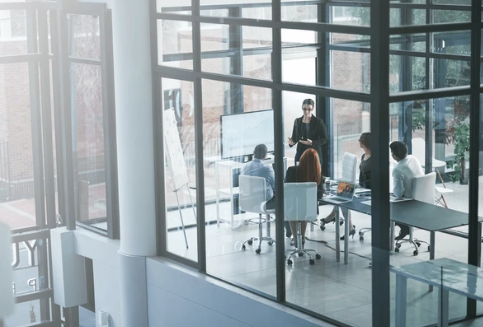Mentorship meeting in a modern office
